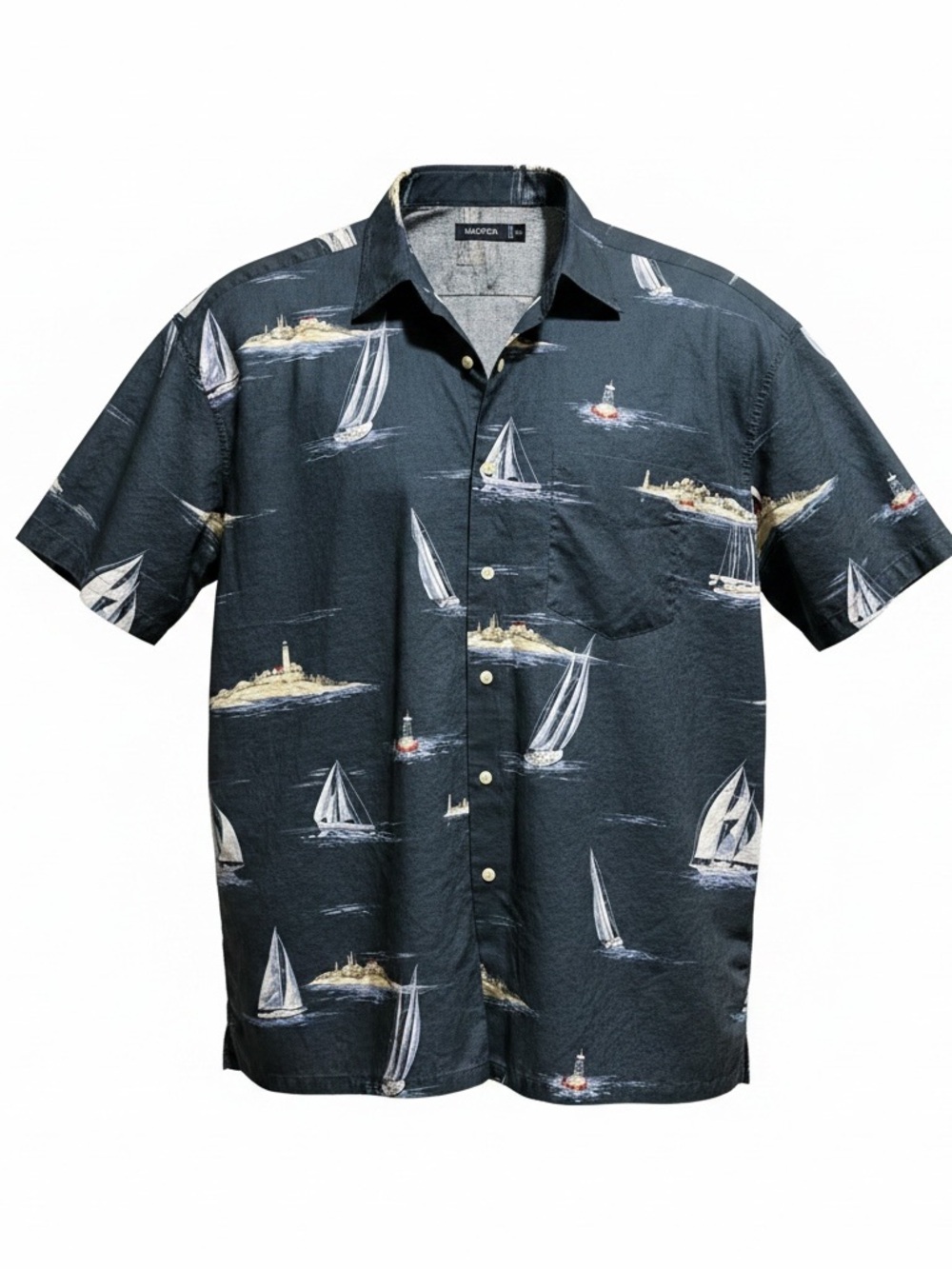 Nautica Men’s Sailboat Print Short-Sleeve Camp Shirt Cotton - Size XXL